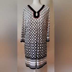 cb Signature Camry Black / White Circle Pattern Dress Women's Size 14 Classy